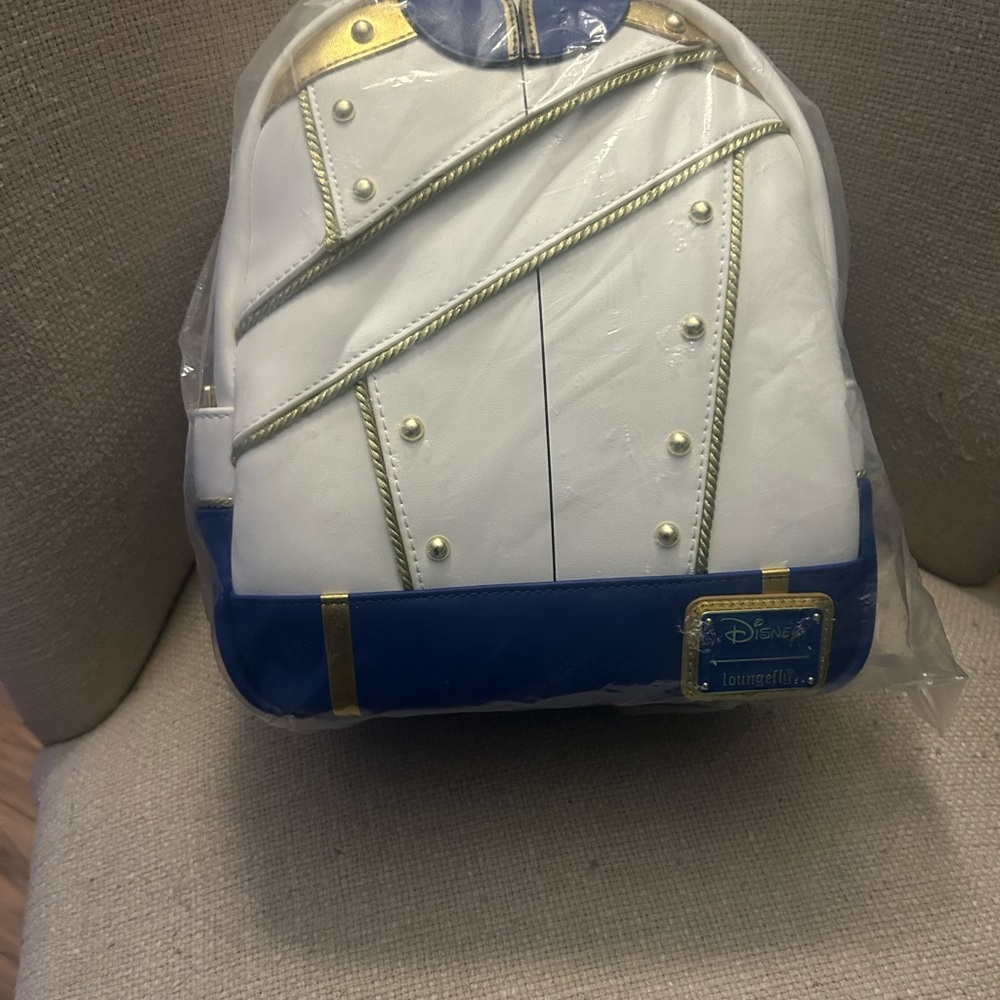 Loungefly White and Blue Backpack with Gold Accents